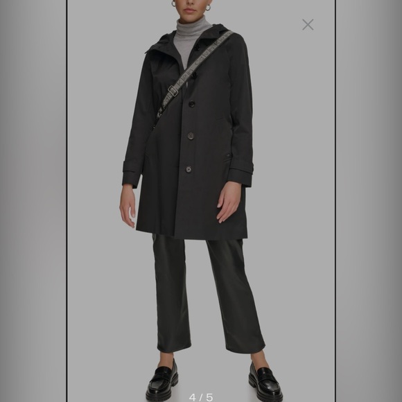 Calvin Klein Water and Wind Resistant Hooded Fully Lined A-Line Trench Coat - Picture 3 of 16